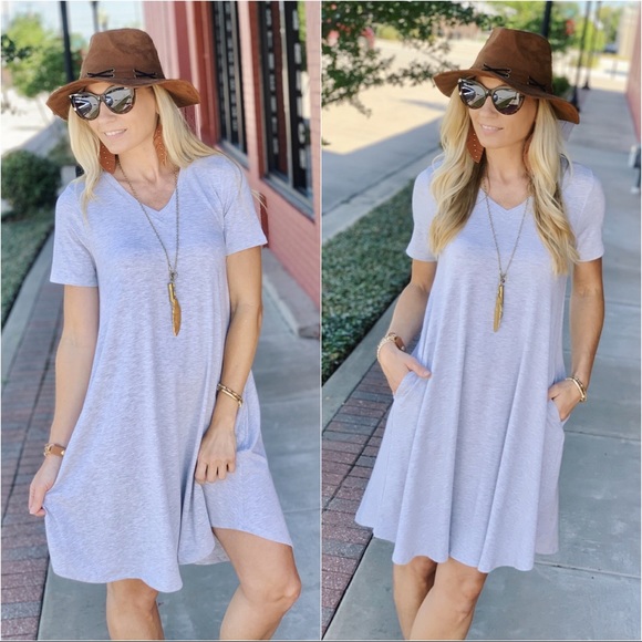 MY EVERYDAY T-SHIRT DRESS-HEATHER GRAY - Picture 3 of 4